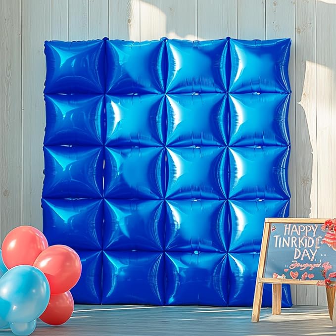 NISOCY 25PCS Blue Square Foil Balloons Wall Backdrop Double Sided Dark Blue Balloons Tunnel Arch Kit for Birthday Baby Shower Graduation Wedding Anniversary Party Decoration