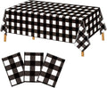 Hxezoc 3 Pack Buffalo Plaid Plastic Tablecloth, 54 x 108 Inch Black and White Checkered Disposable Winter Table Cover for Birthday Party Decorations Outdoor Indoor Party Supplies