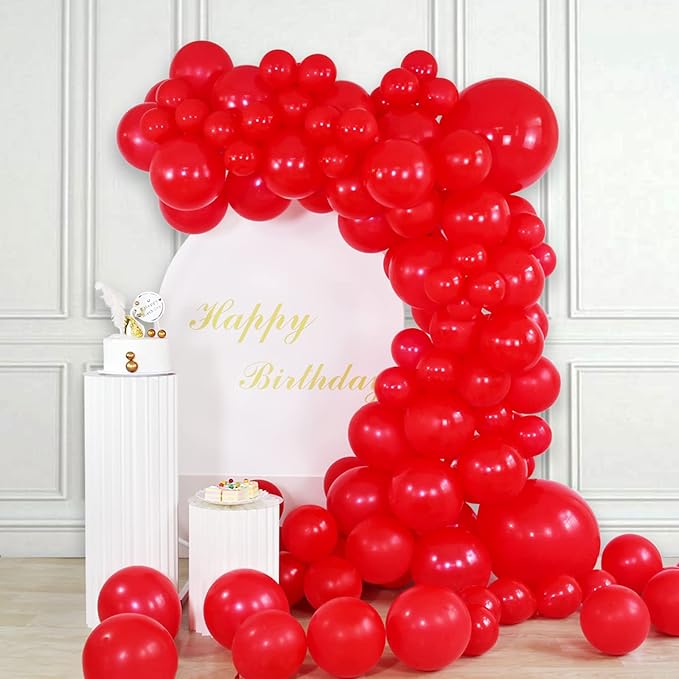 ASIYUHY Red Balloons 12 Inch 100 Pack Thicken Latex Red Balloon with 2 Rolls of Ribbon Round Helium Balloons for Christmas Valentine Birthday Wedding Baby Shower Party Decorations