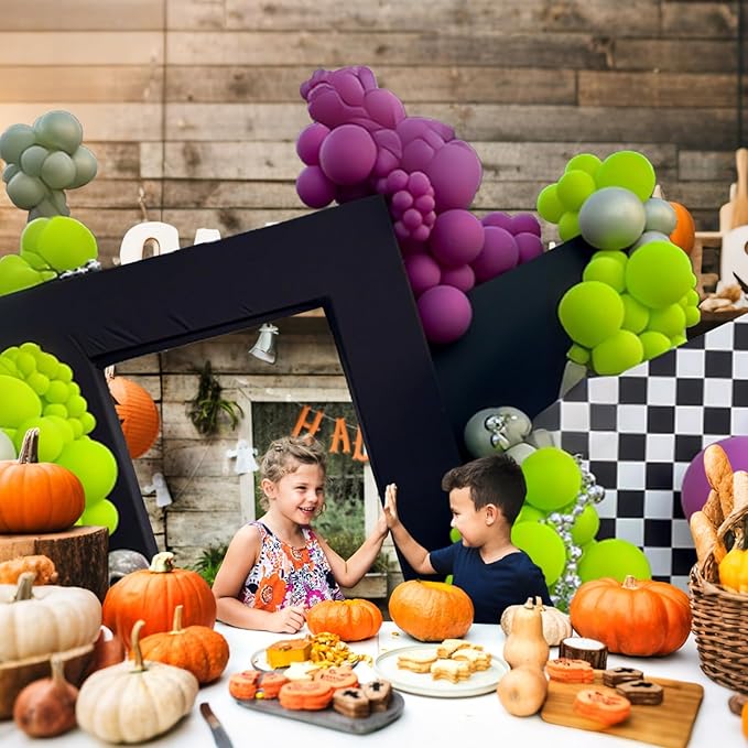 160 Pcs Halloween Balloon Garland Arch Kit, Halloween Birthday Decorations with Black Purple Green Eyeball Metallic Latex Balloons 3D Bats Spider Web for Indoor Outdoor Scary Ghost Party Decorations