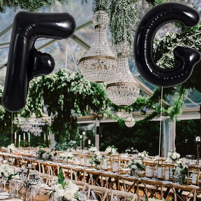 TONIFUL 40 Inch Large Black F Letter Balloon - Jumbo Helium Foil Mylar Big Alphabet for 2026 New Year Eve Graduation Wedding Baby Shower Birthday Party Anniversary Supplies Decorations