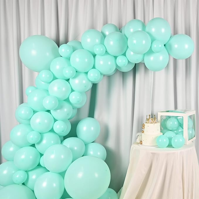 Pastel Teal Blue Balloons Garland Kit 92pcs Mint Blue Latex Balloon 5/10/12/18inch Helium Balloons for Birthday Party Decorations Baby Shower Wedding