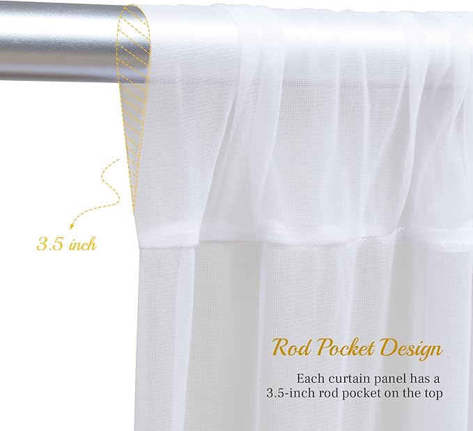 20x8ft White Tulle Backdrop Curtain with Lights String for Parites, Sheer Backdrop Curtains for Wedding Baby Shower Birthday Party Photo Shoot Decorations