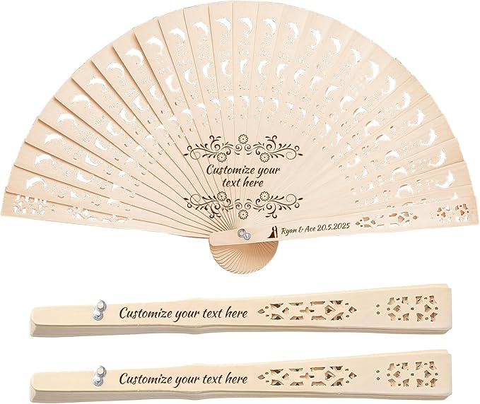 10Pcs Personalized wedding fans for guests, Custom Summer Wedding Fans, Unique Bridal Shower Party Favors, Handcrafted Wooden Fans for Guests (Dolphin wooden fan)