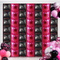 50PCS Hot Pink and Black Square Foil Balloon Wall, 19'' Reusable DIY Mylar Double Side Balloons Garland Tunnel Arch Kit for Anniversary Baby Shower Bachelorette Birthday Engagement Bridal Decor