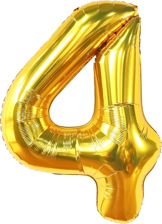 KatchOn, Gold Number 4 Balloons - Big, 40 Inch | 4 Birthday Balloon Gold, 4th Birthday Decorations | Golden 4 Balloon, 4th Anniversary Decorations | 4 Year Old balloon