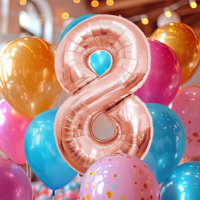 40 Inch Large Rose Gold Number Celebration and Decoration Balloon for Birthday Parties, Graduations, Anniversaries, Weddings, Photo Shoots, Special Events (Rose Gold Number 8)
