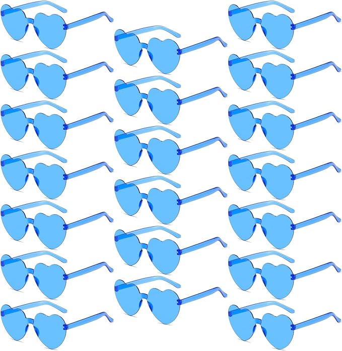 20 Pack Heart Sunglasses for Women Candy Transparent Rimless Bulk Heart Shaped Glasses for Bachelorette Party Favors