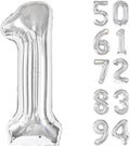 40 Inch Silver 1 Balloon for First Birthday, 1st Number Balloons Birthday Decorations for Girl Boy Kids Toddler Baby, One Giant Number 1 Balloon