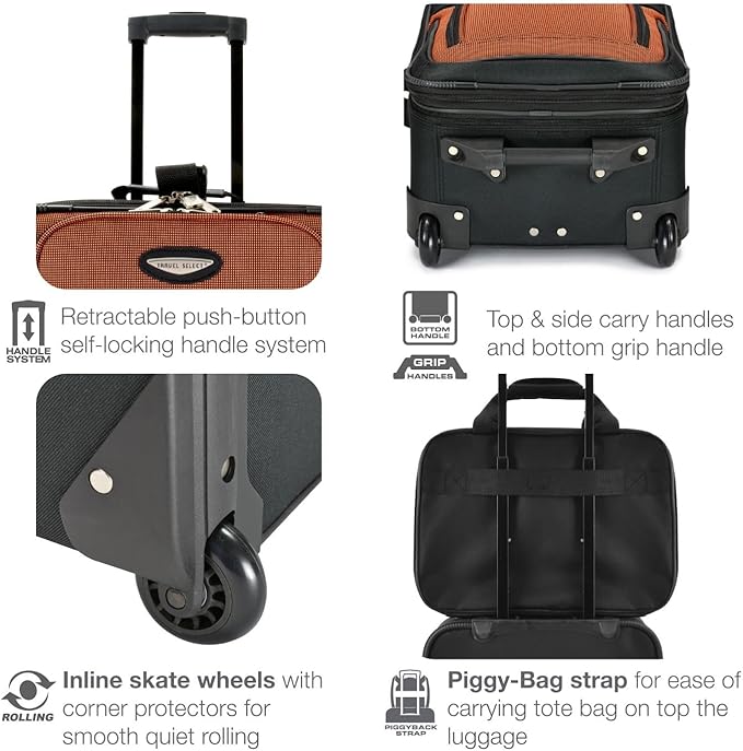 Travel Select Amsterdam Softside Expandable Luggage with Rolling Wheels, Navy, 2-Piece Set (15/21)