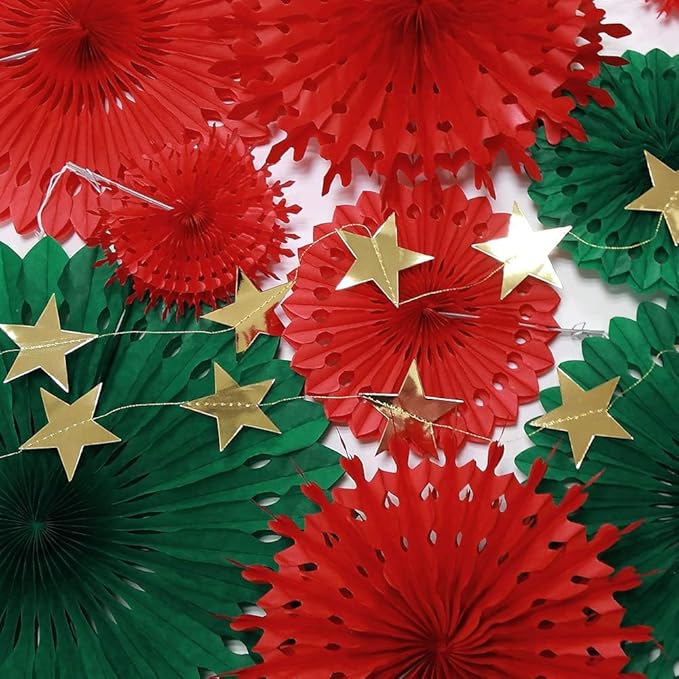 Decor365 Ugly Sweater Christmas Party Decorations Red Green Gold Star Garlands Christmas Hanging Fans Xmas Banner Home Classroom Office Decoration Holiday Phogobooth Backdrop Decor