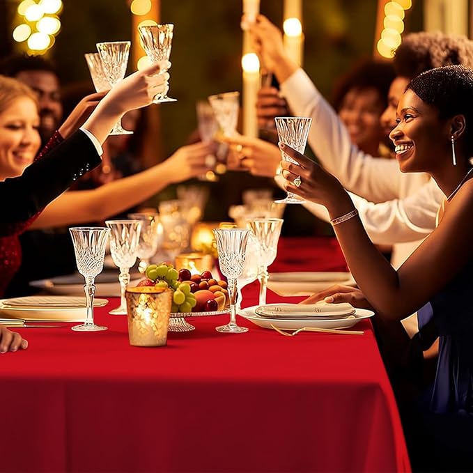 6 Pack Premium Disposable Plastic Tablecloth 54" x 108" Party Table Cloths Disposable for 6 to 8 Foot Tables Indoor or Outdoor Parties Birthdays Weddings Christmas Anniversary Buffet Table (Red)