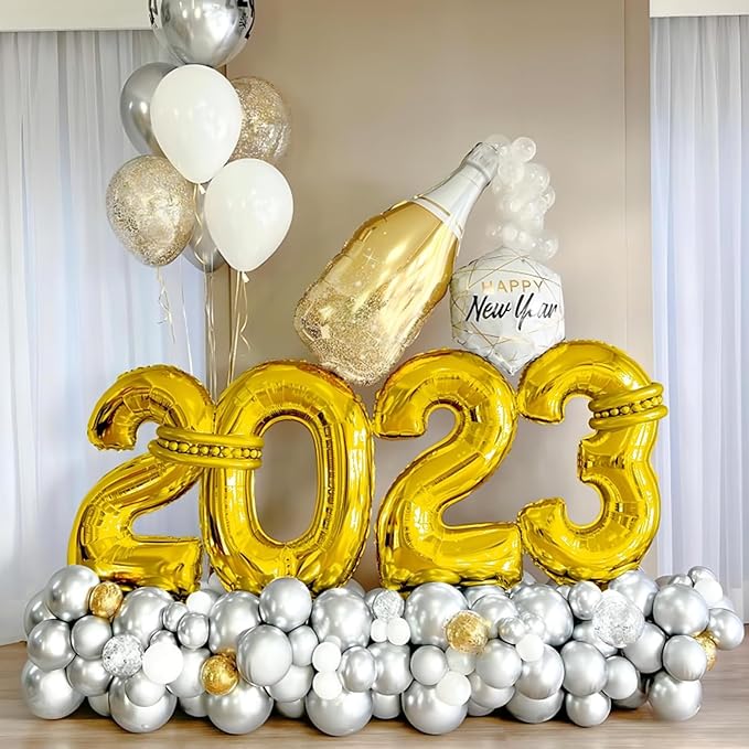 16 In Gold Large Numbers Balloons 0-9, Self Inflating Number 2 Balloons for Boys Girls, Big Gold Digit 2 Balloons for Women Men Birthday Party Anniversary Wedding Supplies Decorations