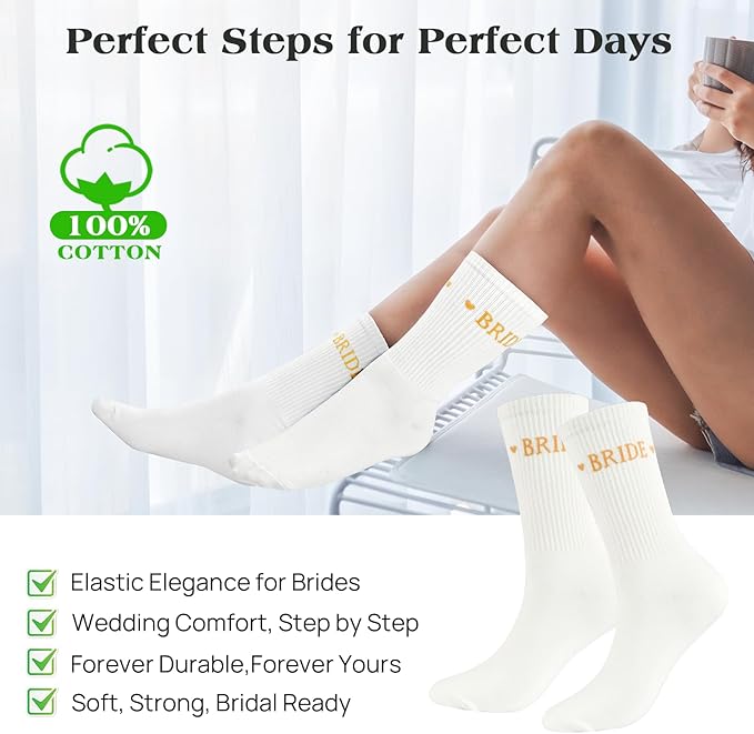 Etercycle Bride Socks For Women, Wedding Gifts Bride To Be Decorations, Soft Cotton Bridal Socks Engagement Gifts For Couples Bridal Shower Decorations Bachelorette Party Favor Honeymoon Essentials