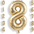 AULE 40 Inch Large 8 Balloon Numbers Light Gold, Big Foil Number Balloons, Giant Helium Happy Birthday Party Decorations for Man and Women, Huge Mylar Anniversary Party Supplies
