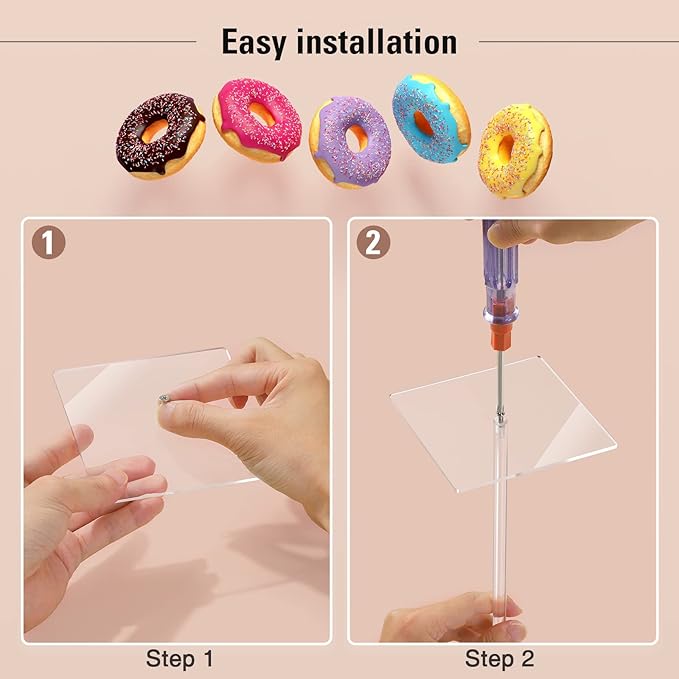 Donut Stand Acrylic 4 Pack, Clear Bagel Holder Stand, Donut Tower Stand, Donut Display Stand for Dessert Table, Doughnut Holder for Birthday, Wedding, Baby Shower, Christmas, Party