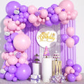Pastel Pink Purple Balloon Garland Kit, Macaron Pink and Purple Balloon Arch Kit, Latex Balloons Different Sizes 18/12/10/5 inch for Wedding Bridal Shower Baby Shower Party Decorations