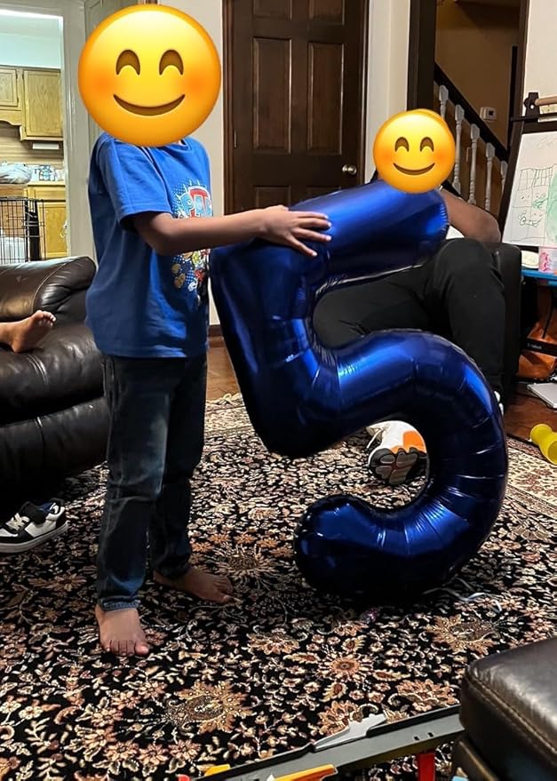 Balloon Numbers 40 Inch 5 Ballon for 5th Birthday Decorations, 15 25 35 50 Big Navy Blue Number Balloons for Wedding Photo Shoot Party Decor