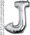 40 inch Silver Letter J Balloon, Big Size Alphabet Foil Mylar Helium Balloons for Birthday Party Celebration Wedding Anniversary Baby Shower Decorations Supplies Alphabet J