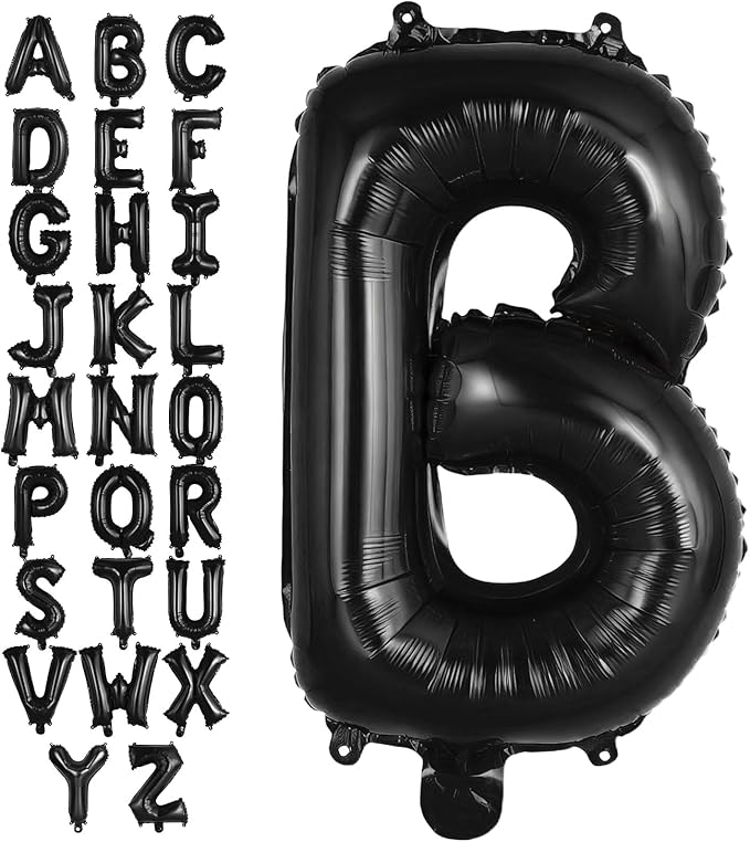 Black Letter B Balloons, 40 Inch Large Foil Letter Balloons, Custom Phrase Balloon for Birthday Party Wedding Anniversary Decoration (Black B)