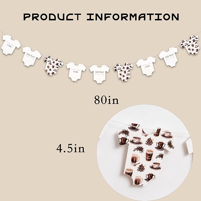 "A Baby is Brewing" Baby Shower Banner - Little Bean Coffee Themed Onesies Clothes for Gender Reveal & Baby Shower Party Decorations Supplies