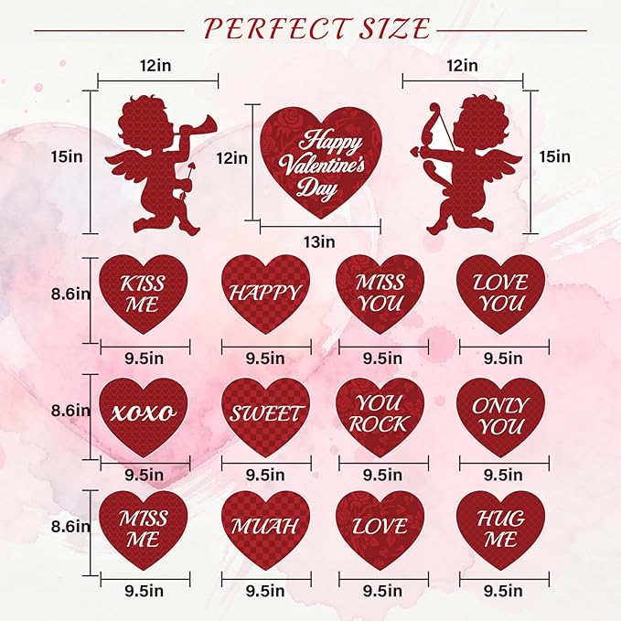 15 PCS Valentine's Day Decorations Valentine's Day Yard Signs, Valentines Love Heart Outdoor Decorations, Happy Valentines Day Heart Yard Signs, Valentine's Day Wedding Anniversary Outdoor Decor SetLawn Pathway Decor