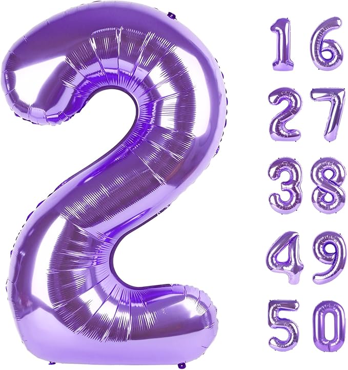 40 Inch Balloon Number 2 Purple Big Foil Helium Balloons Giant Mylar Number 2nd for 12 20 22st Birthday Anniversary Party Decorations Supplies