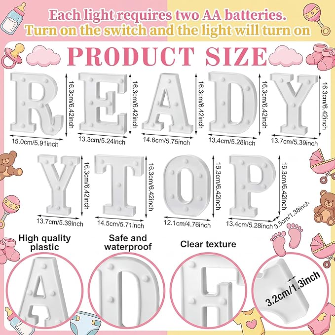 Honoson 10 Pcs Ready to Pop Baby Shower Decorations Ready to Pop Lights up Sign Red Coquette Soda Theme LED Lights Sign for Baby Shower Gender Reveal Birthday Party Decor