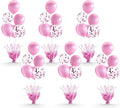 6 Set Pink Table Balloons Foil Spray Centerpiece with Pink and Confetti Balloons Stand Kit for Birthday Party Girls Baby Shower Wedding Bridal Shower Prom Graduation Table Decorations
