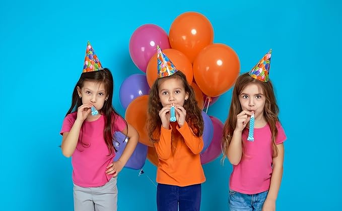 30-Pack Colorful Party Blowouts Noise Makers - Squawker Horns for Birthday, Wedding, New Year, Graduation - Fun Creative Toy Whistles with Automatic Roll-Out & Durable Material (Random Colors)