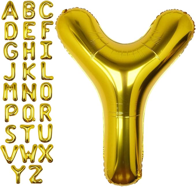 40Inch Gold Letter Y Balloon Foil Helium Letter Balloons A-Z Giant Large Mylar Big Party Balloon for Birthday Party Decorations