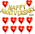 Happy Anniversary Balloons - 16 Inch Gold Anniversary Letters Banner & 18 Inch Heart Balloons, Perfect for Room Wedding or Party Decor