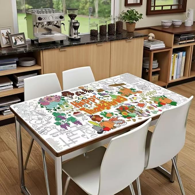 Giant Easter Coloring Poster and Tablecloth | Fun Family Activity & Party Game for Kids & Adults | Jumbo Paper Banner Table Cover - 34x72 Inches (Thanksgiving)