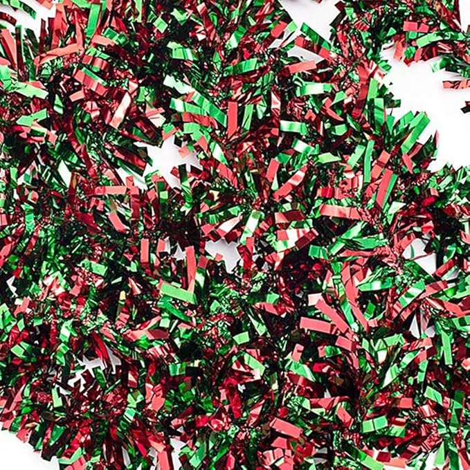 Anderson's Metallic Red & Green Tinsel Twist Garland, 25ft Holiday Decoration, Christmas Tree Trim, Parade Float Decor, Party Supplies, Halloween, Graduation, Indoor/Outdoor Event Garland