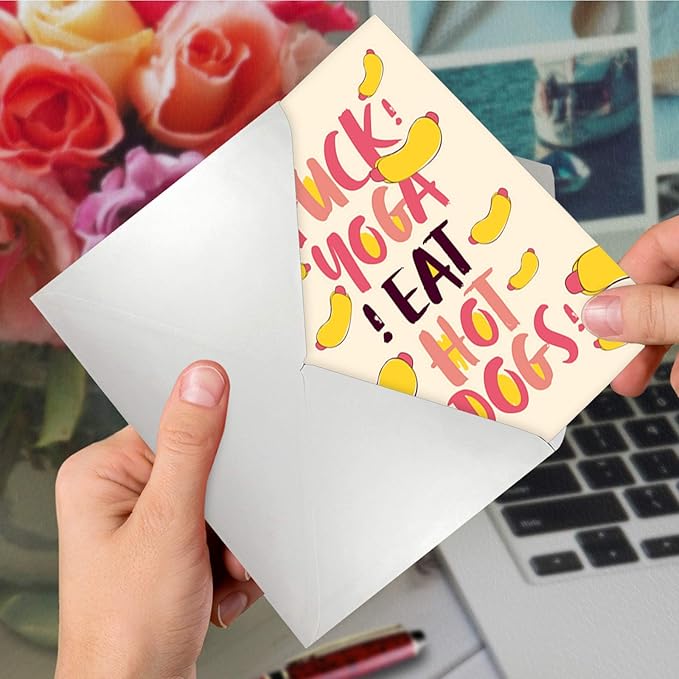 NobleWorks - 1 Funny Women's Birthday Card - Hilarious Bday Greeting Card with Envelope, Sassy Celebration - Eat Hot Dogs C6412BDG