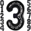 Race Car 40Inch Black 3 Balloon Number Large Helium Race Track 0-9 Giant Digital 3rd Foil Mylar Big Party Number Balloons for Boy Birthday Car Theme Party Anniversary Graduation Decorations