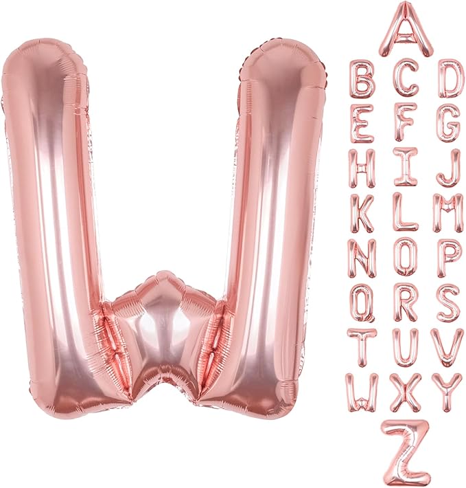 Letter Balloons 40Inch Large Giant big Foil Mylar Rose Gold Balloons W for Birthday Party Decorations