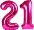 Hot Pink Number 21 Balloons 40 inch, 21 Number Balloons, 21st Birthday Decorations, 21 Year Old Women Hot Pink Party Supplies