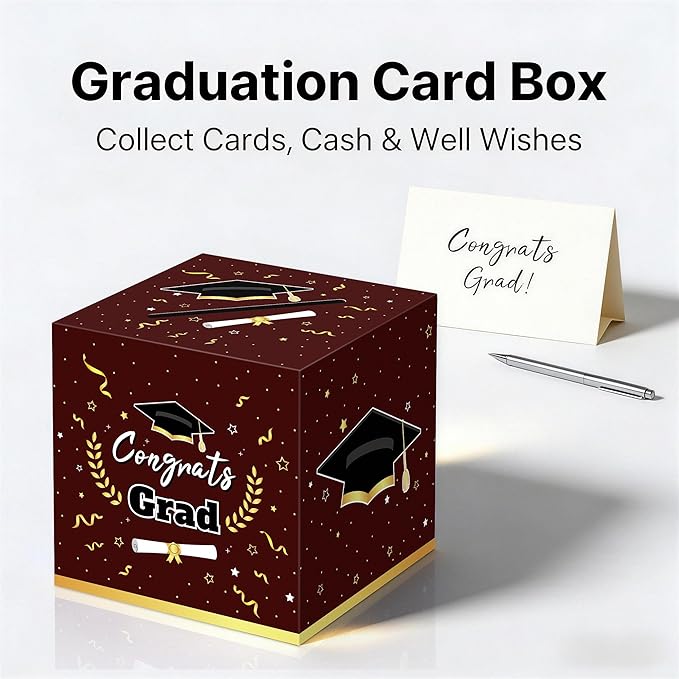Graduation Decorations 2026 Maroon Graduation Card Box Graduation Party Decorations,Graduation Box,Congrats Grad Gifts Box for 2026 Graduation Party Supplies Favors