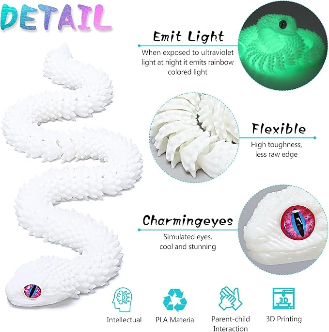 3D Printed Snake,12in Flexible 3D Printed Animal Snake,Christmas Fidget Toys Gifts Halloween Decorations Indoor Outdoor,Decorative Easter for Kids Home Decor. （9pcs）