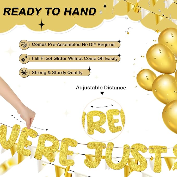 Fulmoon We Were Just Starting to Like You Banner Going Away Party Retirement Sign Farewell Decorations Good Luck Goodbye Moving Graduation Party Supplies and Gifts(Gold)