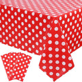 Kesfey 3 Pack Red Polka Dot Table Cloths 54 x 108 Inch Mickey Minnie Mouse Tablecloth Disposable Plastic Red Waterproof Rectangle Picnic Table Covers Christmas Carnival Tablecloths for Birthday Party
