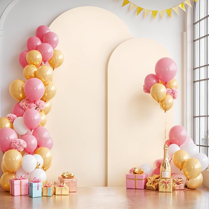 Champagne Arch Backdrop Covers - 7.2FT, 6FT Polyester Fitted Wedding Arch Stand Covers Round Top Chiara Arch Backdrop Cover for Wedding Birthday Party Decoration