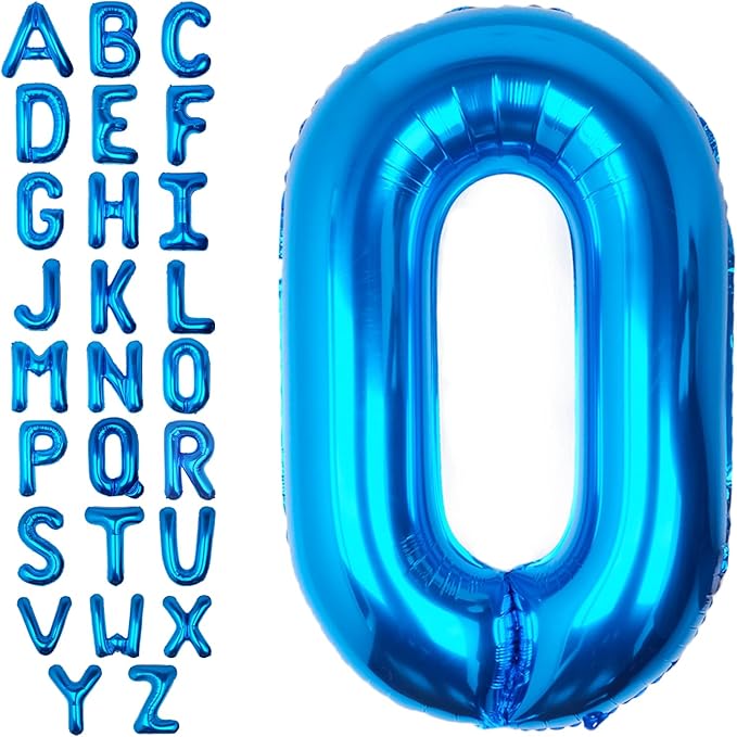 40Inch Blue Letter O Balloon Foil Helium Letter Balloons A-Z Giant Large Mylar Big Party Balloon for Birthday Party Decorations