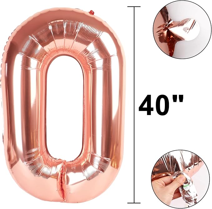 40 Inch Rose Gold Balloon Number 20 Balloon,Jumbo Mylar Foil Helium Balloon for 20 Digital Balloons for Birthday Party,Wedding Anniversary Party Decorations