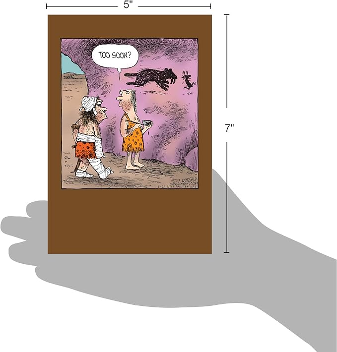 NobleWorks - 1 Humor Birthday Card with Envelope - Funny Cartoons for Birthday Greetings, Celebration Notecard - Caveman Drawing C6364BDG
