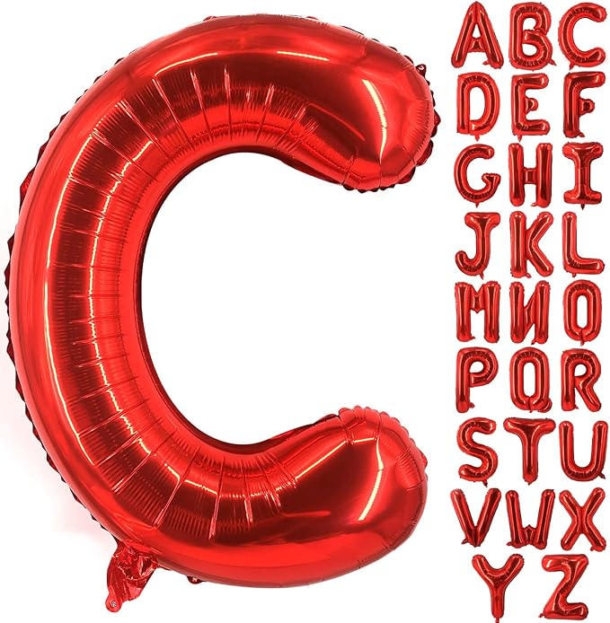 Lovoir 40 Inch Large Red Letter C Balloons Big Size Jumbo Mylar Foil Helium Balloon for Birthday Party Celebration Decorations Alphabet Red C