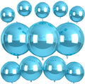 12Pcs Light Blue Round Balloons Foil, 22" 18" 15" 10" 4D Sphere Ball Balloon, Big Metallic Blue Balloons for Graduation Wedding Baby Shower Bridal Shower Birthday Party Decorations Supplies