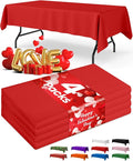Red Plastic Table Cloth - 4 Pack 54" × 108" Rectangle Disposable Tablecloths for 6FT Tables, Table Cover for Party, Valentines, Holiday & Gathering Use
