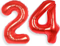 AULE 40 Inch Big Red Foil 24 Number Balloons for Women Large 24th Happy Birthday Decorations Giant Huge Helium Mylar 42 Anniversary Party Decor